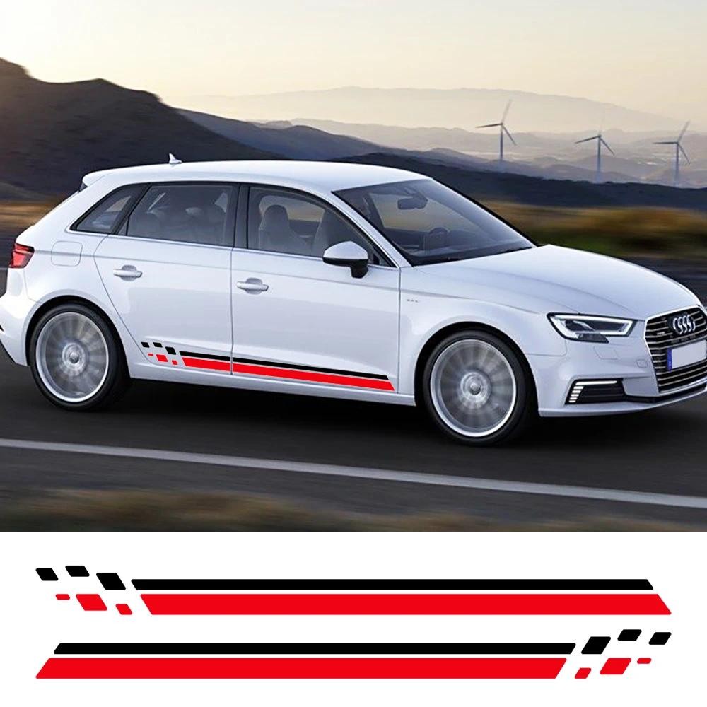 2PCS รถประตูด้านข้างสติกเกอร์ไวนิล Decals อุปกรณ์เสริมอัตโนมัติสําหรับ Audi A3 8V 8P 8L 8Y ซีดาน S3 
