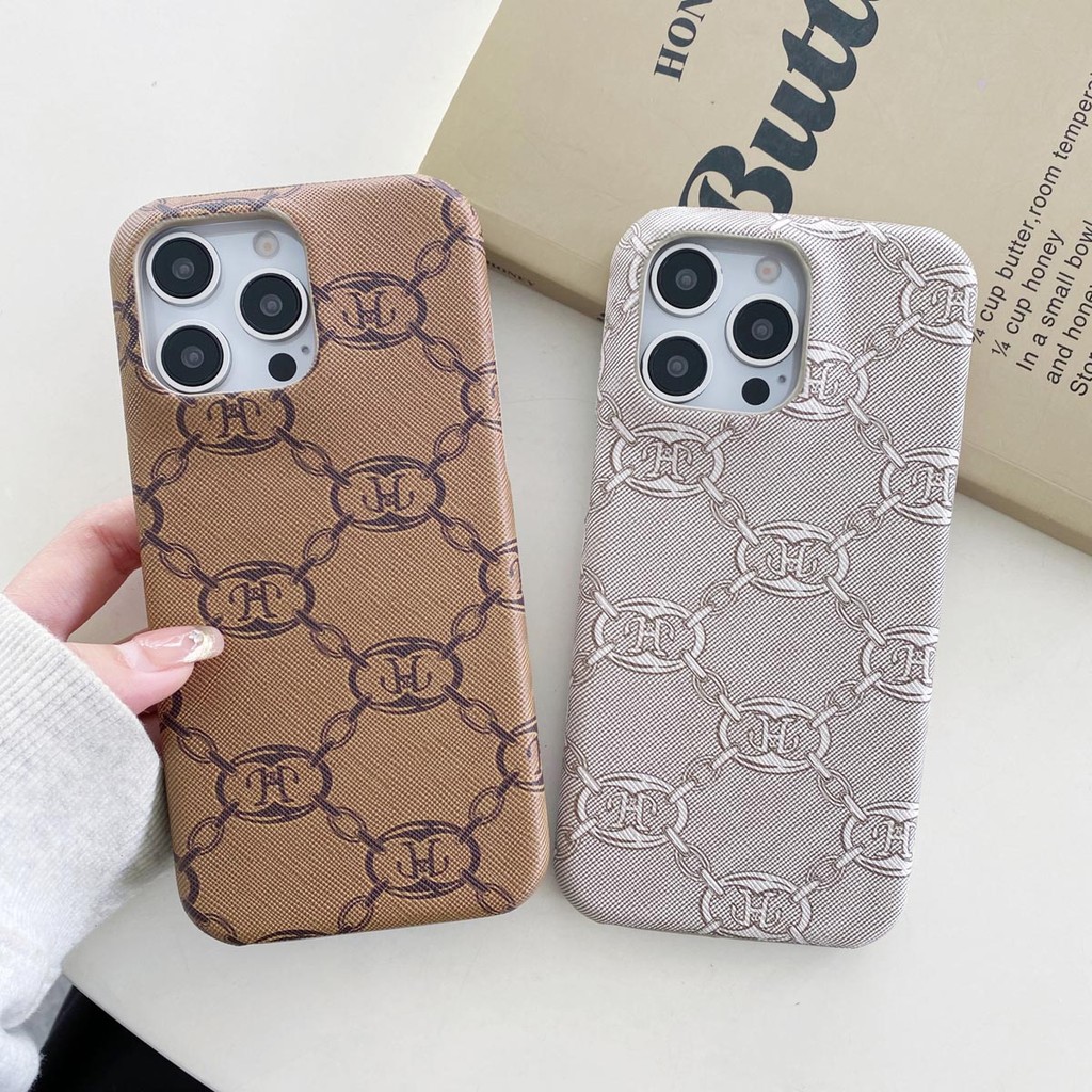 ครึ่งห่ออินเทรนด์ตัวอักษรHพิมพ์หนังเคสโทรศัพท์สําหรับiPhone 17 Pro Max 17 Air 16E 16 15 13 12 11 Pro