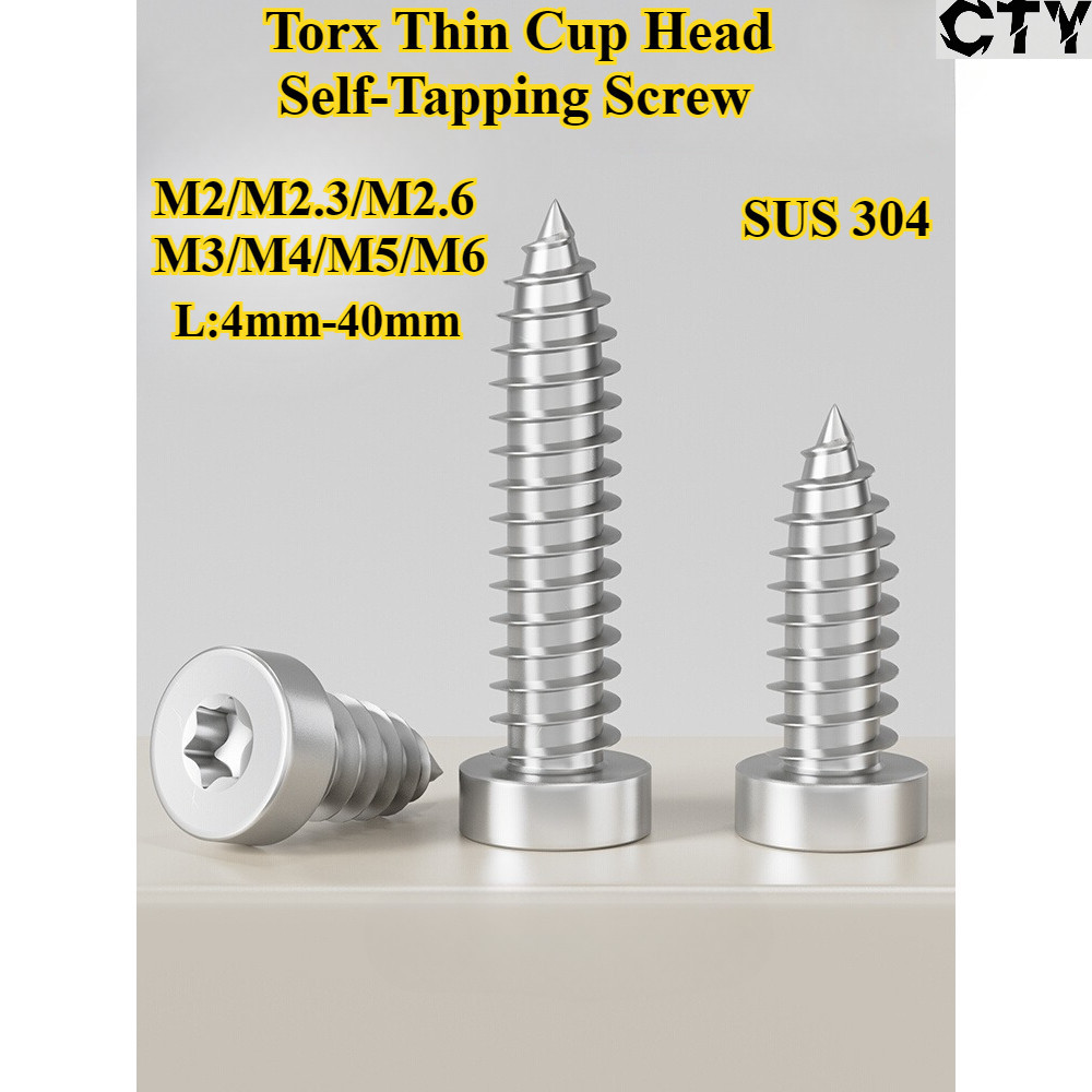 [CTY-MHLS] SUS304, Torx Thin Cup Head Self-Tipping Screw, M2/M2.6/M3/M4/M5/M6, Low-Head Cup Head Ant