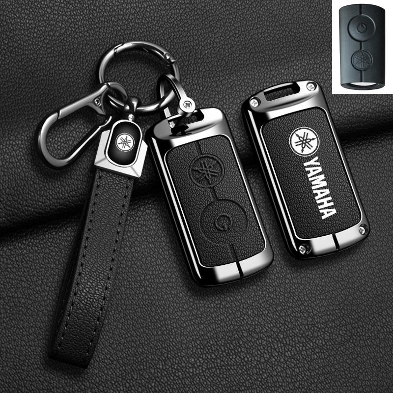 โลหะ + หนังรถ Remote Key Case สําหรับ Yamaha NVX155 XMAX300 QBIX AEROX JAUNS nmax 2021 รถจักรยานยนต์