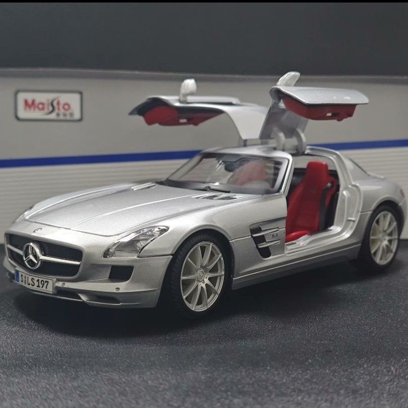Meritor รูปที่ 1/18 Mercedes-Benz SLS AMG จําลองรถรุ่นตกแต่งของขวัญโรงงานเดิมรถสปอร์ตผลิตภัณฑ์ของแท้