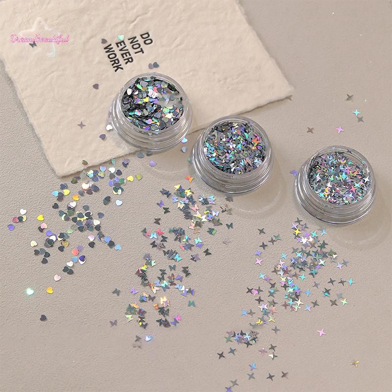 <DBFl-t> Holographic Silver Nail Glitter เลเซอร์รูปดาวเลื่อม Sparkly Flakes Paillette DIY ตกแต่งเล็บชิ้นอุปกรณ์เสริมใหม่