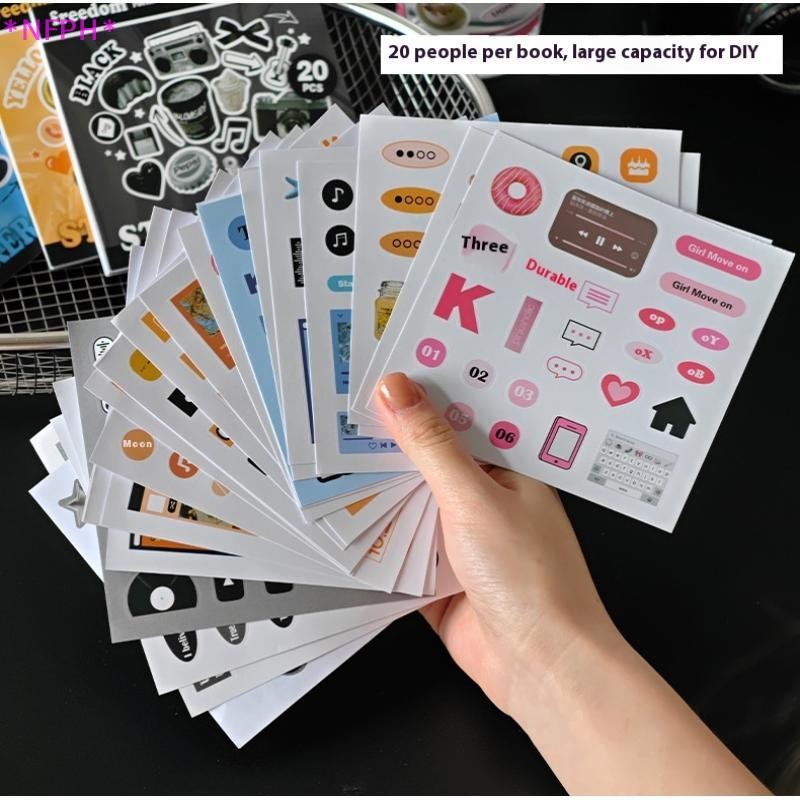 NFPH> 20 แผ่น Deco Cutting-Free Handbook Daily Quotes Series Cut Film Sticker Book DIY วัสดุตกแต่ง Decals ใหม่