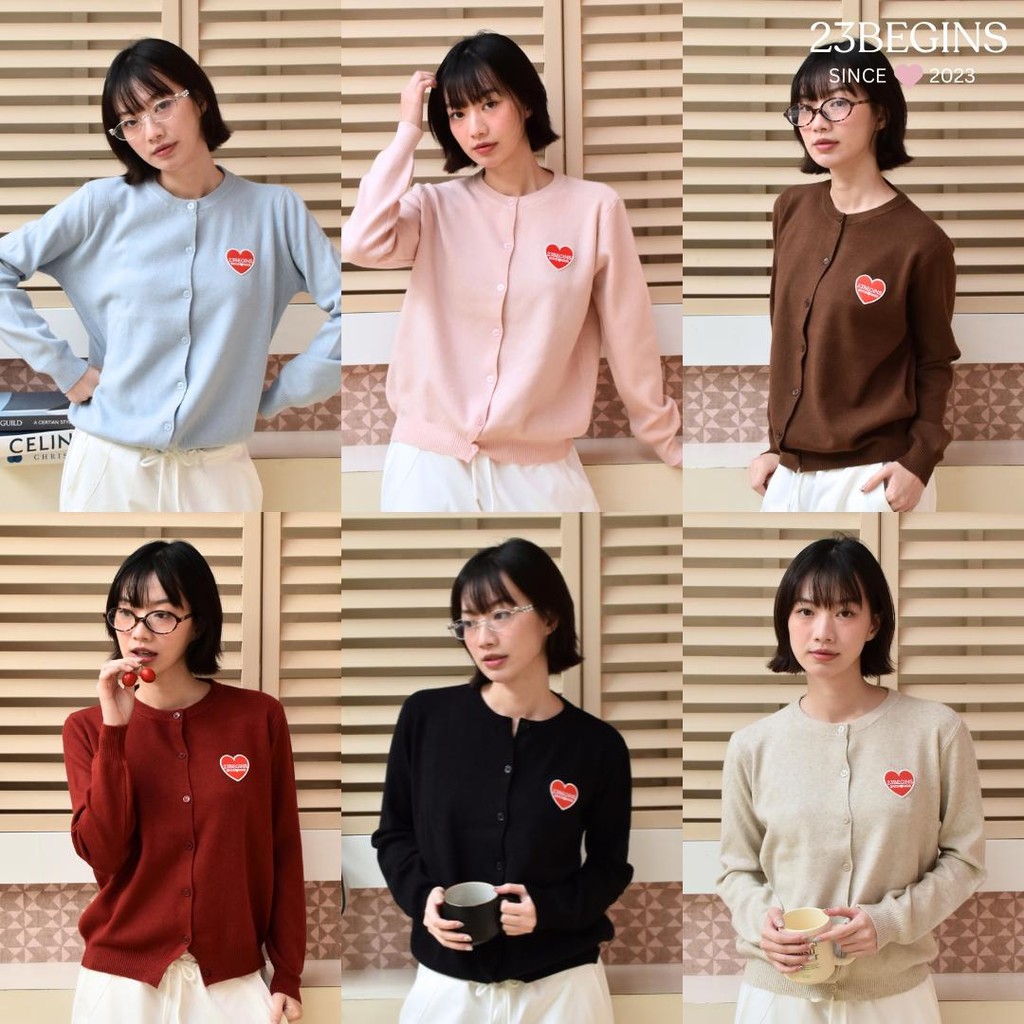 Heartbeat Cardigan เสื้อคาร์ดิเเกนปักหัวใจ 23begins ผ้านุ่มพรีเมียม (984)