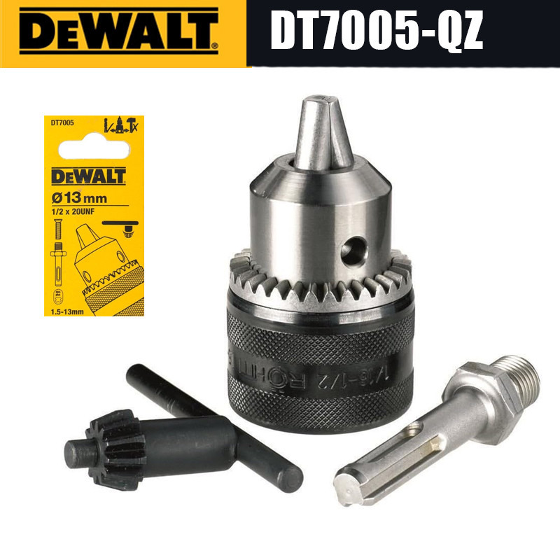 DEWALT Quick Conversion Head เชยหกเหลี่ยมด้านในไปยังอุปกรณ์เสริมไดรเวอร์ Chuck สามขากรรไกร DT7005