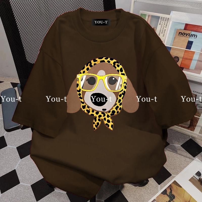 yout-trend🔥 พร้อมส่ง ผู้หญิง เสื้อยืด oversize สไตล์เกาหลี ผ้าฝ้ายแท้ใส่สบาย ไม่แตกเมื่อซัก สั่งทำพิเศษ Yellow dog