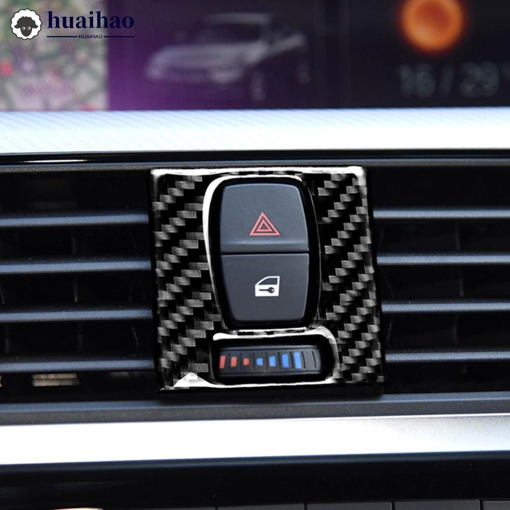 HUAIHAO 3 ชิ้นคาร์บอนไฟเบอร์ Auto ภายใน Central Control เครื่องปรับอากาศ Outlet สติกเกอร์ตกแต่งรถอุป