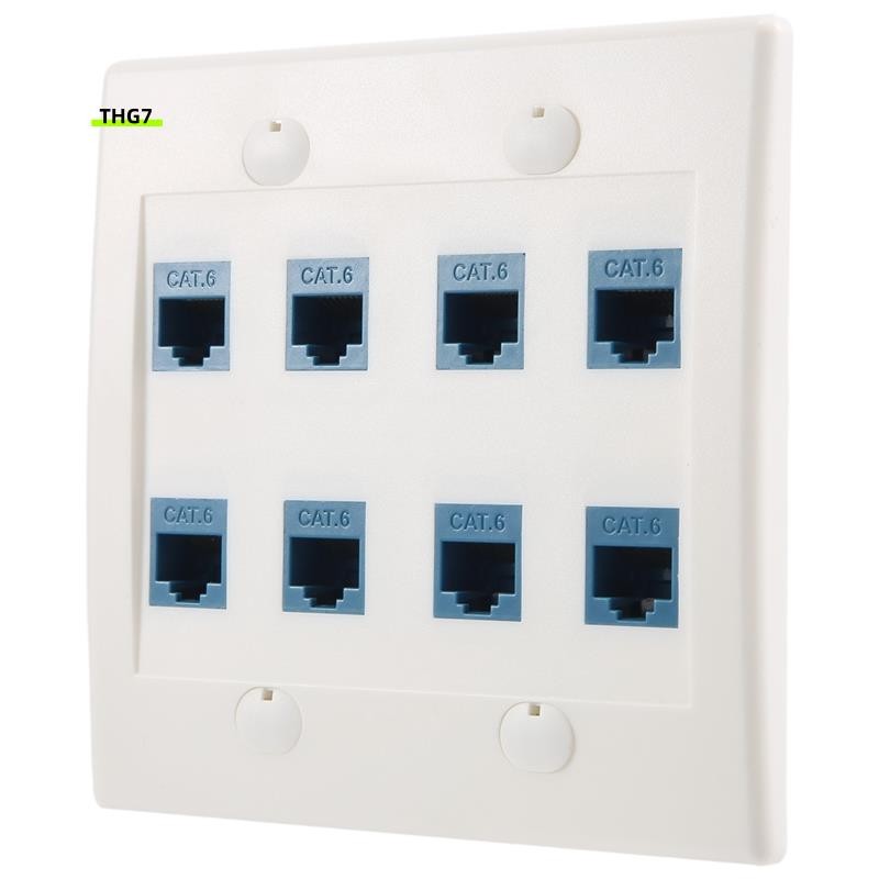 Belinda7Ethernet Wall Plate 8 Port - Double Gang Cat6 RJ45 Jack Network Cable Faceplate Female to Fe