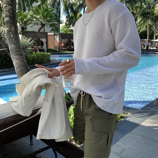 BS |T-shirts เสื้อ​แขน​ยาว​ ทรง​หลวม​ สไตล์​แฟชั่น​เกาหลี​ ดีไซน์​เท่​ๆ
