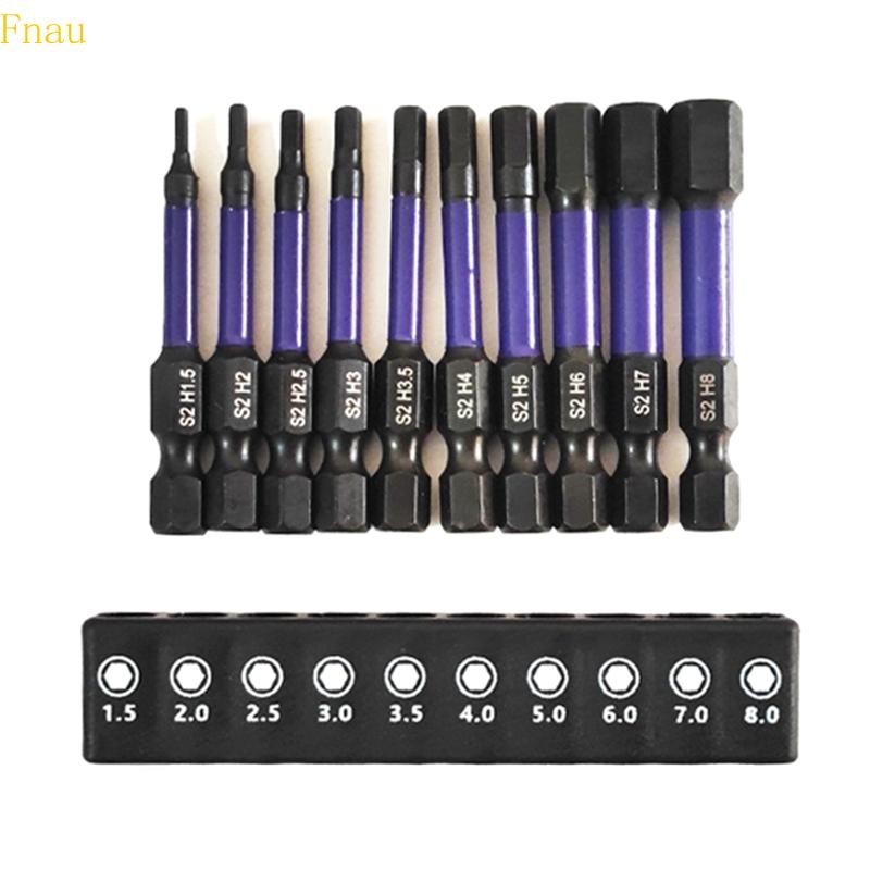 Fnau 10 ชิ้นอุตสาหกรรม Hex Bit ชุด 50 มิลลิเมตร Allen ประแจเจาะบิตแม่เหล็ก Hex Shank 1 4 Shank Hex ไขควงชุด Bit