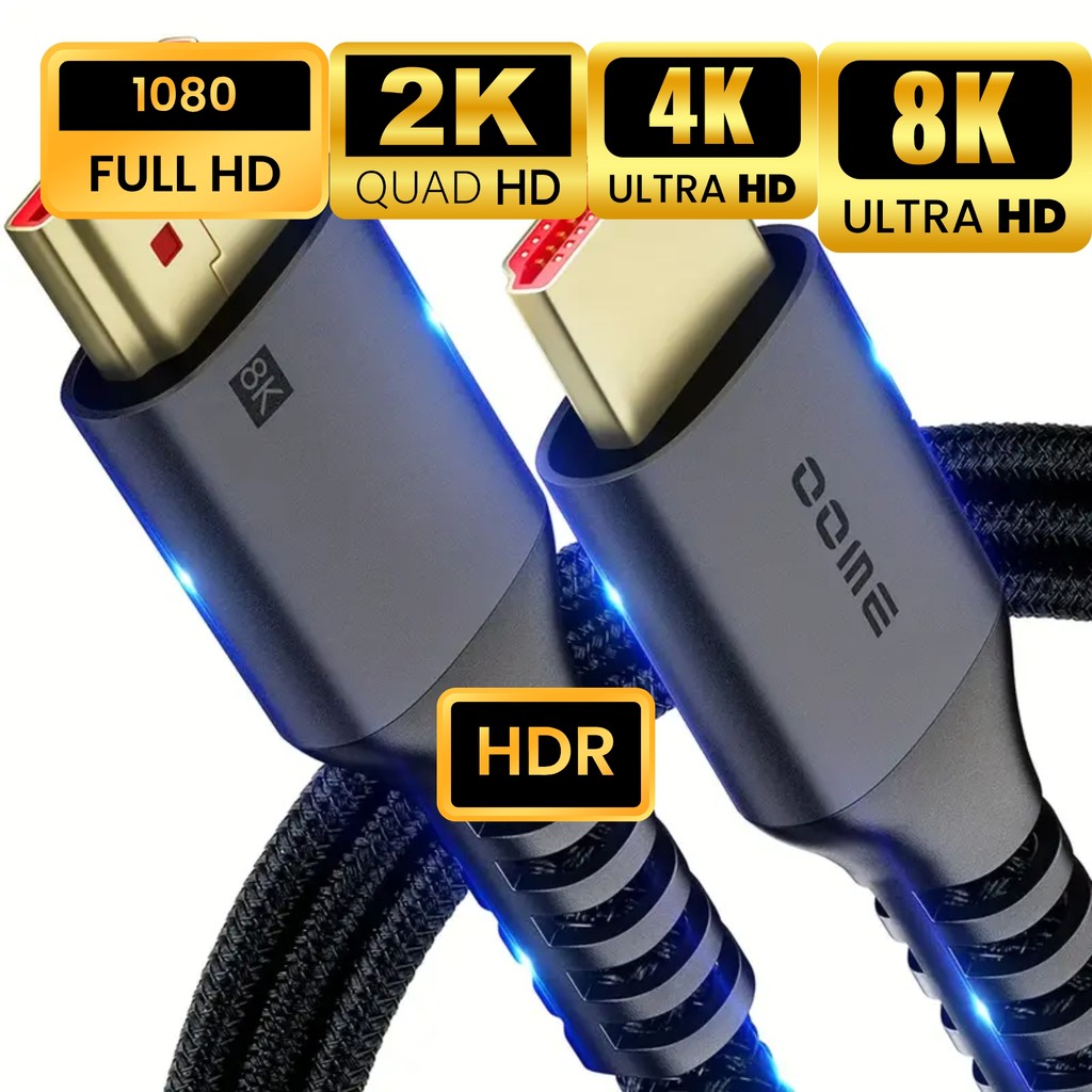 HDMI สายเคเบิลทีวีระดับไฮดีเฟนชัน 8K 4K ความเร็วสูง 48Gbps 200ซม 2เมตร, 4K@120Hz 8K@60Hz, DTS:X, HDCP 2.2 & 2.3, HDR 10