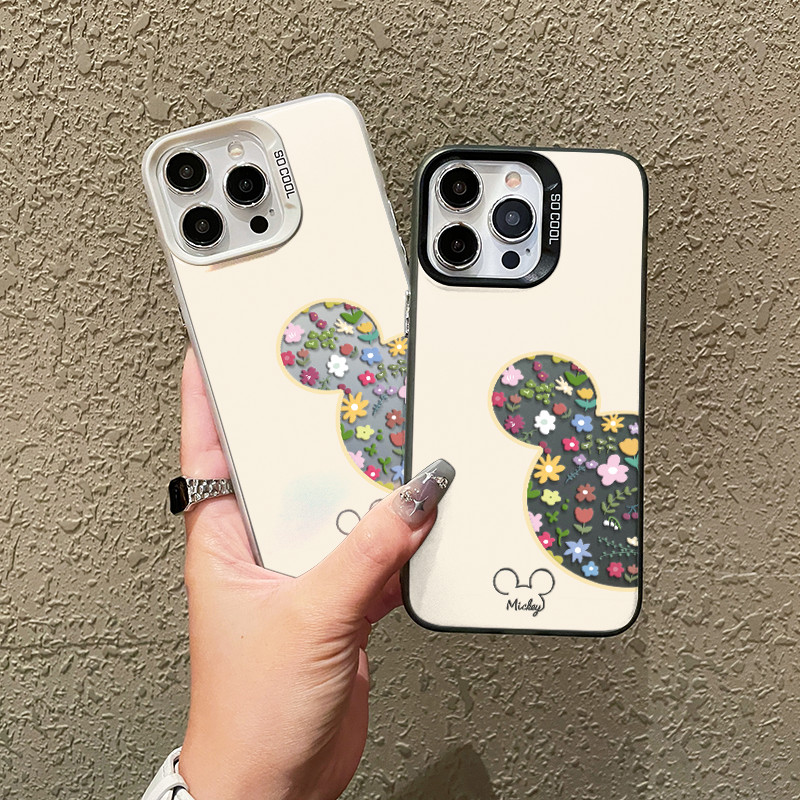 ดอกไม้ Mickey สําหรับ iPhone 17 16 16E 15 14 13 12 11 Pro Plus Max X XR Xs Max Air Border พิมพ์รวมทุกอย่าง Fullcover กล้องกันกระแทก MSCY ราคา ถูกที่สุด ดีลบีเคเค แกลเลอรีภาพที่ 5