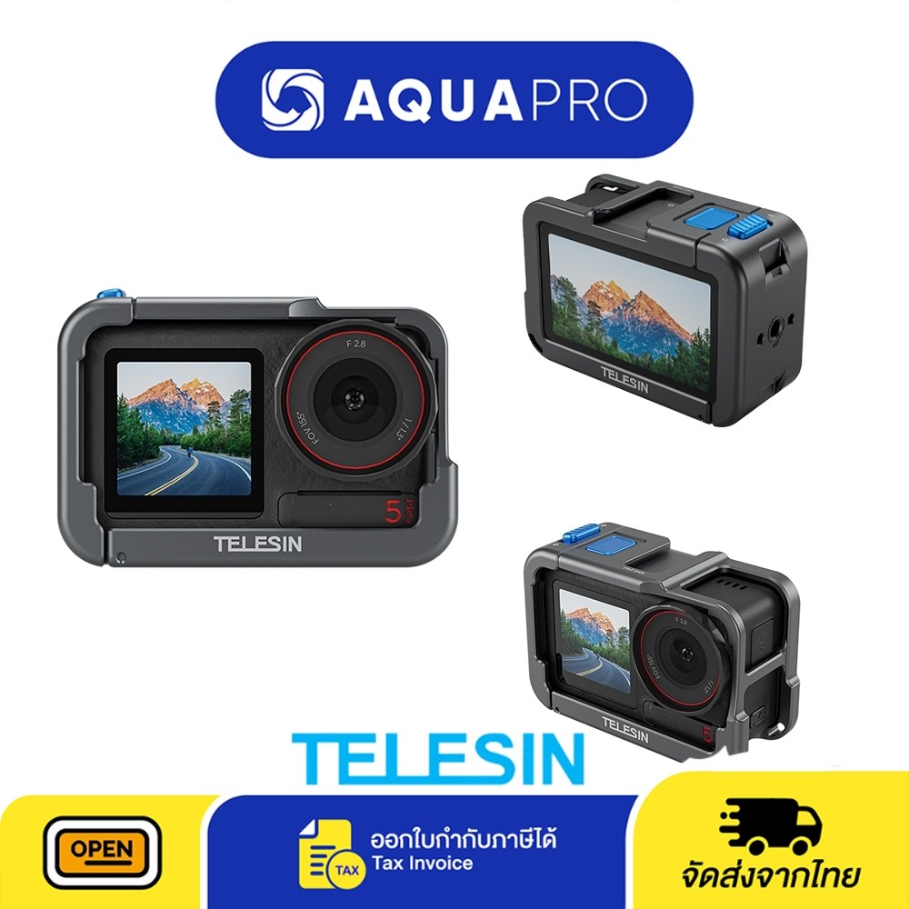DJI Action 5 Pro/4/3 Telesin New Ultra Light Metal Cage เคสโลหะ By Aquapro