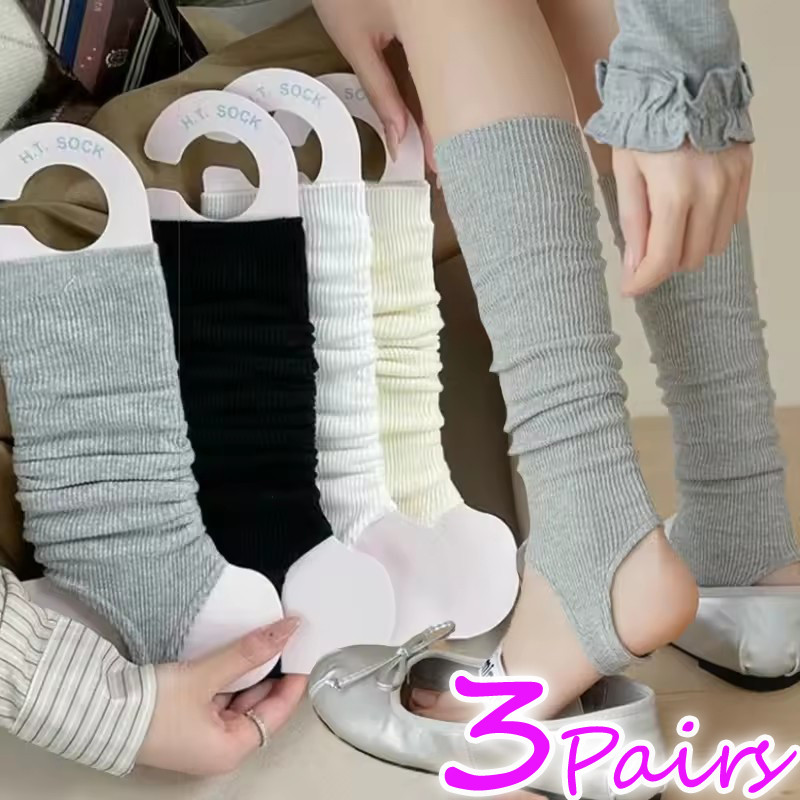 ผ้าคลุมถุงเท้ายาว สีเรียบง่าย ระบายอากาศได้ดี - ออกแบบมาอย่างสง่างามเหมือนถุงเท้าลูกวัวสไตล์บัลเล่ต์