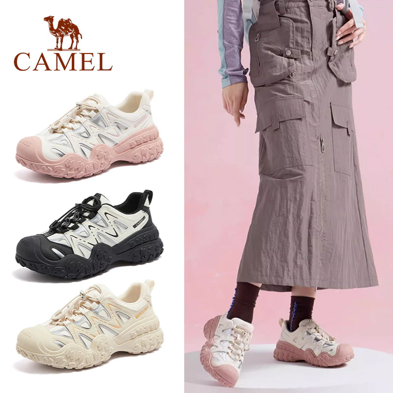 Camel พื้นรองเท้าอูฐหนา รองเท้าสำหรับเดินป่ากลางแจ้งและสวมใส่เป็นลำลอง