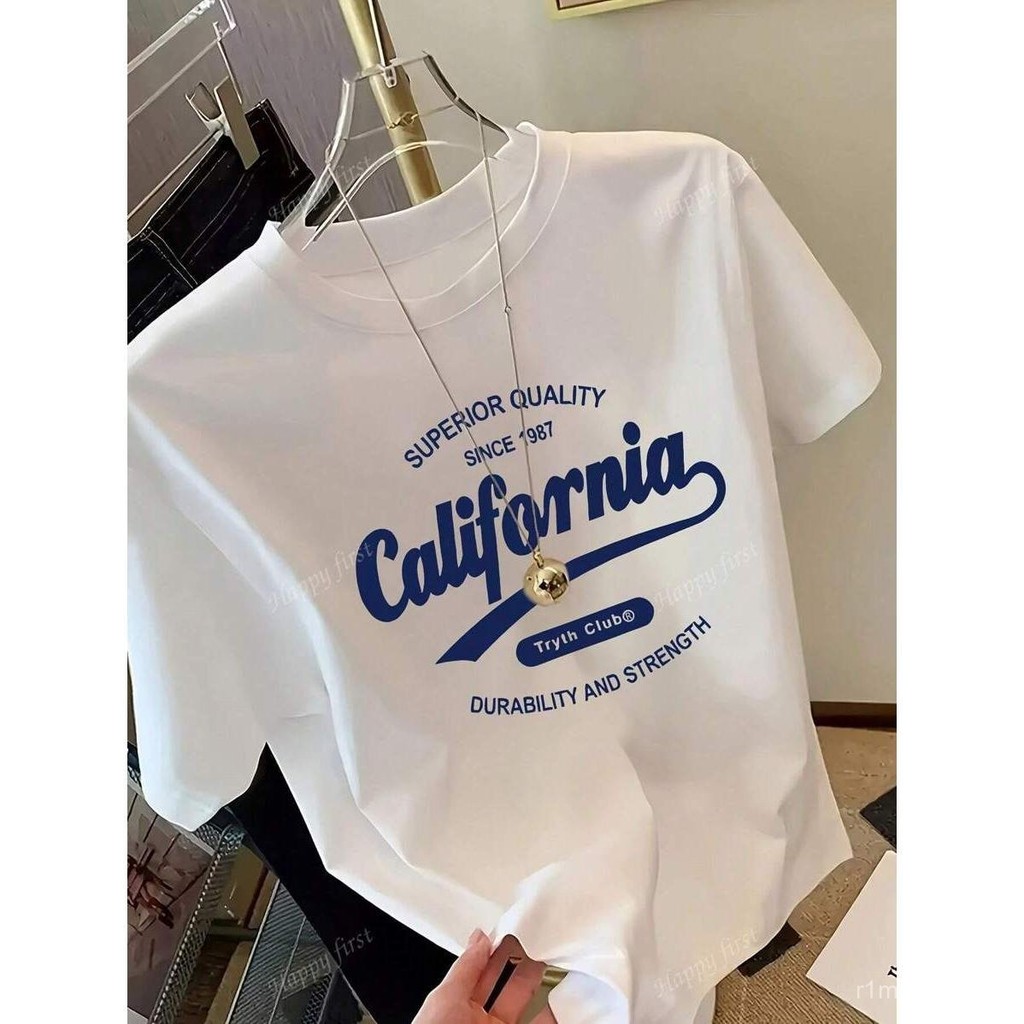 ทีเชิ้ตแขนสั้นพิมพ์ลายสีขาวสไตล์อังกฤษ เสื้อผู้หญิง ลายแฟชั่น พิมพ์ลายย้อนยุค เหมาะสำหรับคุณ