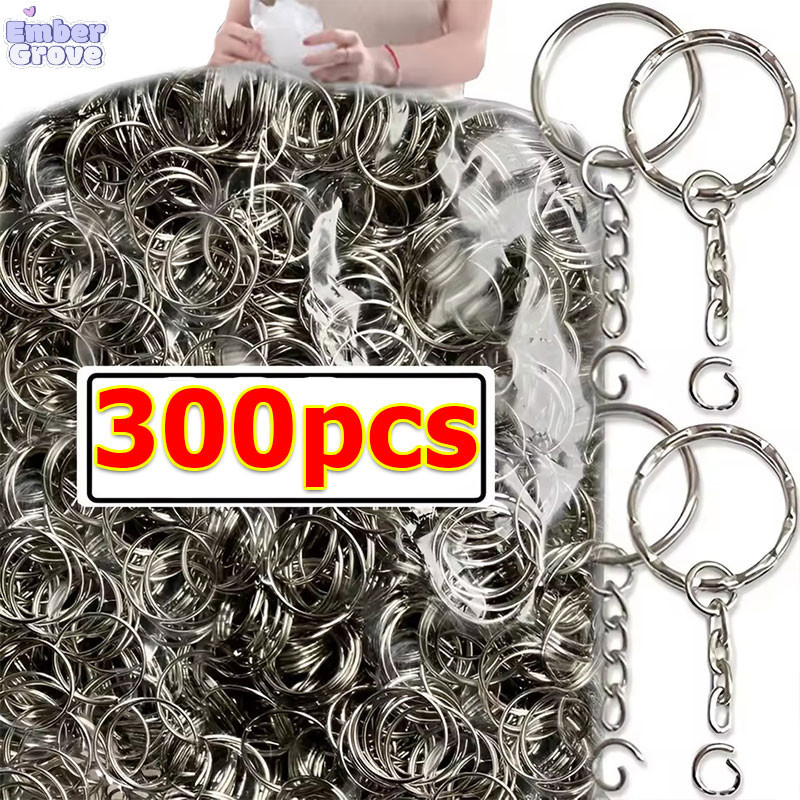 100-300 ชิ้น 25 มม. พวงกุญแจเงินเปล่าขนาด / DIY อุปกรณ์ทำเครื่องประดับแบบแยกแหวนโซ่