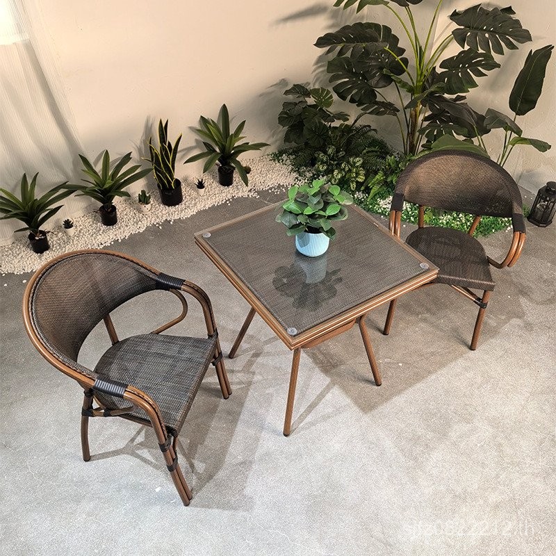 โต๊ะบาร์กลางแจ้งเก้าอี้รับประทานอาหารเก้าอี้หวายคาเฟ่ทอคอร์ทยาร์ดB & B Uejimaอลูมิเนียมร้านชานมหวายP