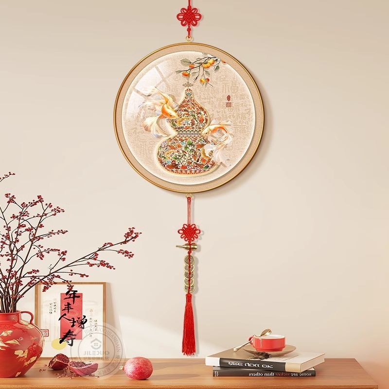 8.25 Gourd ห้าจักรพรรดิเงินรอบภาพวาดตกแต่งใหม่ Residence Entrance Cabinet จี้ห้องนั่งเล่นเก้าปลา Gat