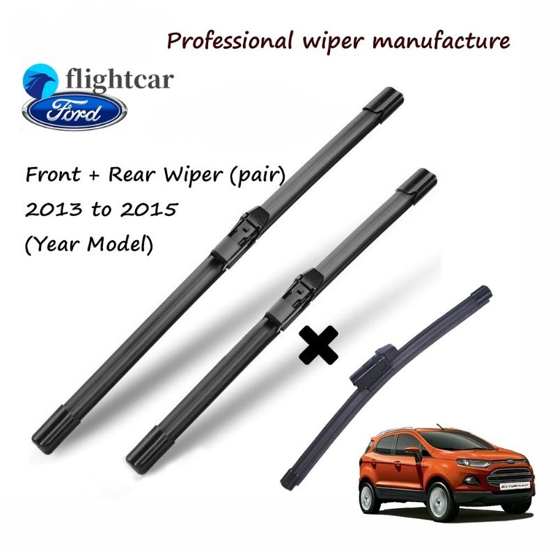 Flightcar คุณภาพ Ford EcoSport ด้านหน้าด้านหลัง 16 22 11 ใบปัดน้ําฝนสําหรับ 2013 ถึง 2017 รุ่น ECO SPORT ที่ปัดน้ําฝนกระจกรถยนต์ชุดซิลิโคนกล้วยด้านหน้าด้านหลังเดิมจาก wipex