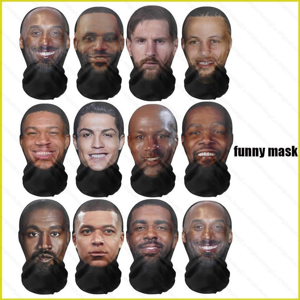 I7 Kobe James Jordan Curry ชุดหน้าตลก Spoof Star lava หน้ากาก Mbappe Cristiano Ronaldo Lionel Messi หมวก