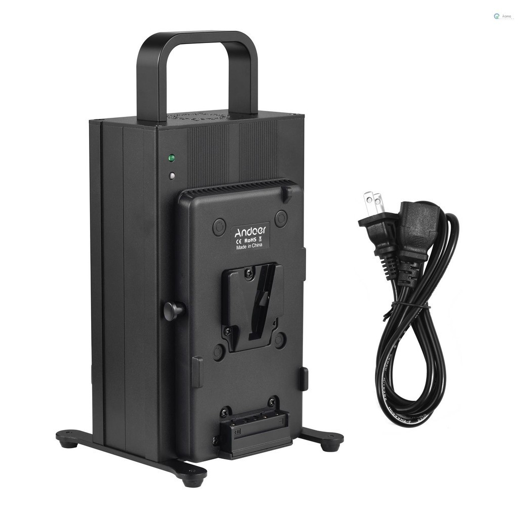 Andoer V Lock Battery Charger Dual Channel V-Mount Battery Charger Fast Charging for 14.4V/14.8V V-M