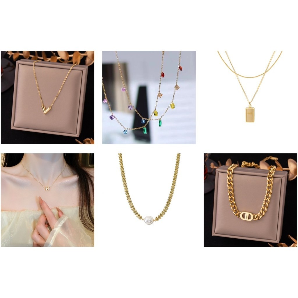 18k Gold Lucky จี้สร้อยคอผู้หญิงแนวโน้มแฟชั่น Noble ประณีต Elegant Pearl Letter V H D ข้าวสาลีหูอัญมณี Clavicle Chain ไทเทเนียมเหล็กเครื่องประดับสตรี