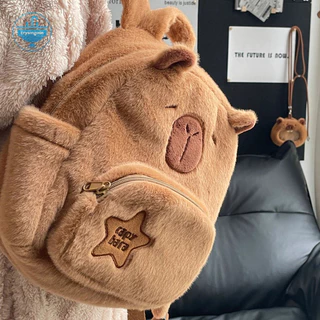 [trysingoin] Capybara กระเป๋าเป้สะพายหลัง ผ้ากํามะหยี่ขนนิ่ม ความจุขนาดใหญ่ จุของได้เยอะ แฟชั่น