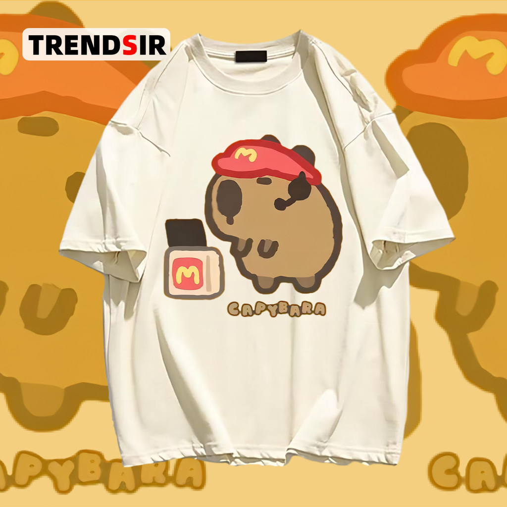TrendSir พร้อมส่ง เสื้อยืด เสื้อยืดแขนสั้น Capybara ไม่ยับ ไม่ย้วย 100% Cotton 9สี M-3XL