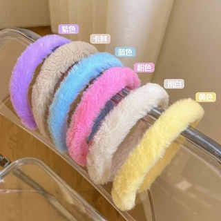 ที่คาดผมน่ารัก Plush Hair Band คลิปผมหญิงสาว Wide Side Head Hoop ร้อยอุปกรณ์เสริมผมสำหรับสาวนักเรียน