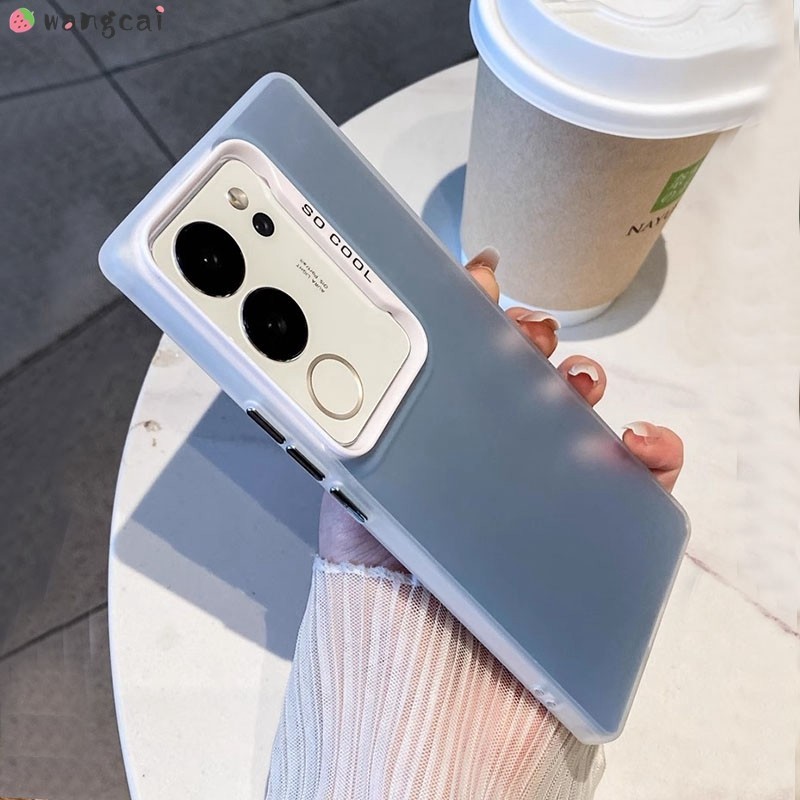 สําหรับvivo V30 V29 V27 V25 Pro V29e V27e V25e 5Gเคสโทรศัพท์หรูหราเลเซอร์สีดําสีเทาเงินเงาSimple Shiningคู่ธุรกิจMatte Frostedกันกระแทกกรณีฝาครอบ