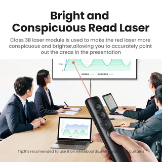 Ugreen การนําเสนอไร้สาย Remote Clicker Laser Pointer 2.4GHz USB Powerpoint PPT ปากกาสําหรับ Office Mac Window Multi-function Laser Pointer สําหรับการนําเสนอ