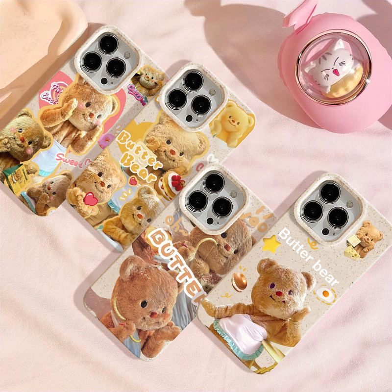 โดนัทน่ารัก Butter Bear เคส iPhone 11 15 Pro Max 7Plus 14 13 12 Pro Max XR X 14 15 6s 8 7 6 Plus XS MAX SE 2020