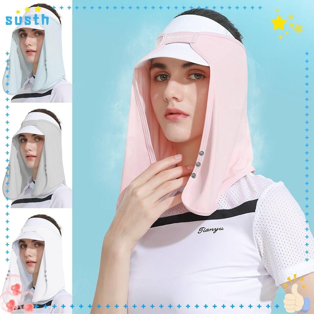 ของพวกเขา ผ้าไหมน้ําแข็งหมวกม่านบังแดดฤดูร้อน ค เช่นกัน หมวกกีฬากลางแจ้งขี่จักรยานใบหน้าป้องกันถังหมวกคอปก
