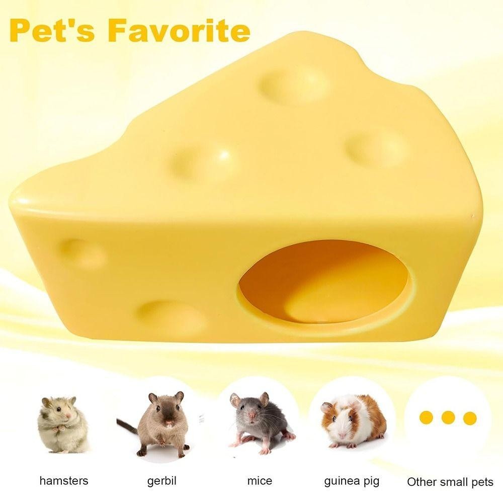Quantumtech หนูแฮมสเตอร์ Hideout, ตกแต่งเซรามิคสร้างสรรค์หนูแฮมสเตอร์ House, เซรามิคทนทาน Hut ชีสรูปร่างน่ารักจานให้อาหารภูมิทัศน์ผลิตภัณฑ์ - รูปที่ 5