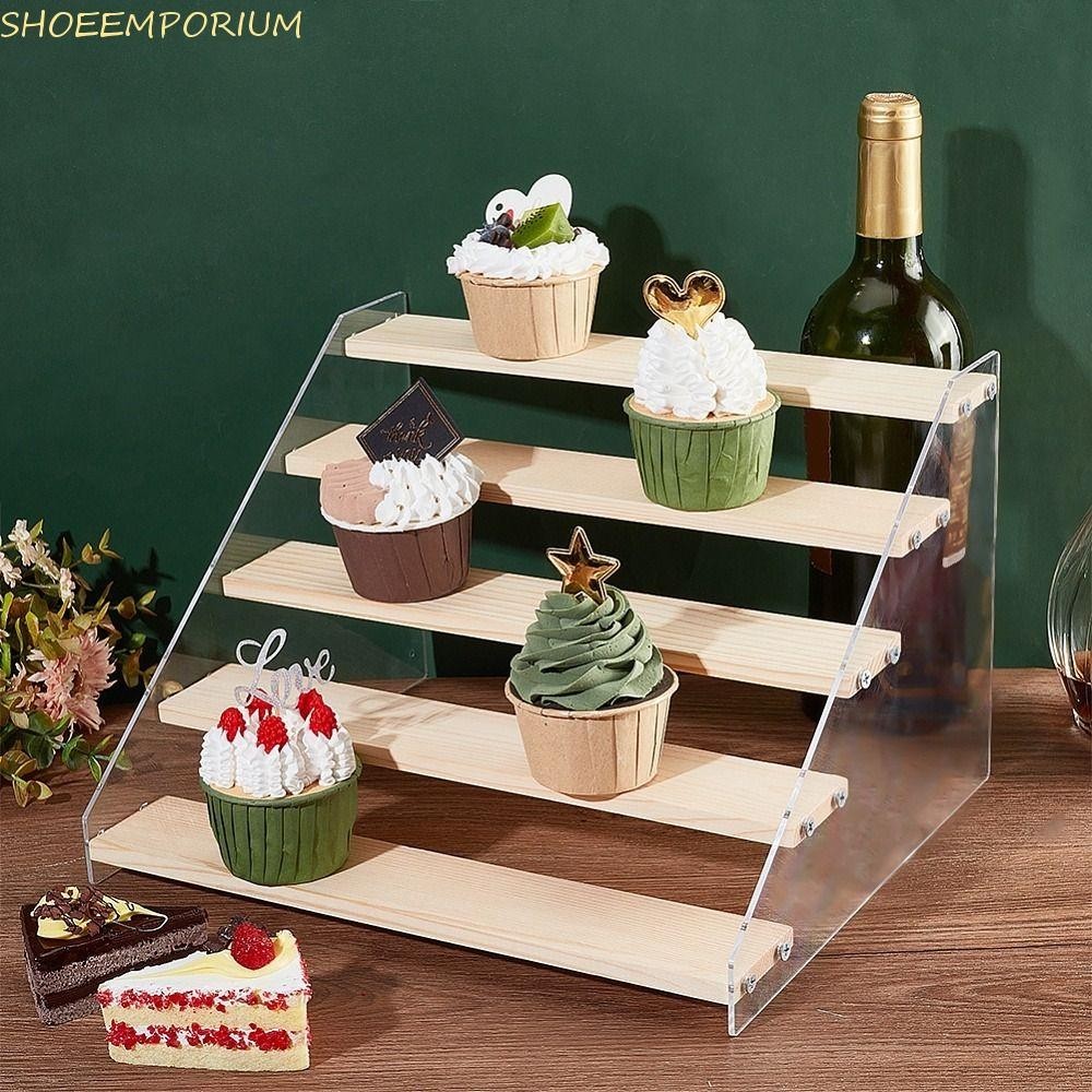 Shoeemporium อะคริลิค Storage Display Rack, 2/3/4/5Layer บันไดประเภทตุ๊กตาตัวเลขชั้นวาง,ที่ถอดออกได้น้ําหอมโปร่งใสผู้ถือเครื่องสําอางห้อง