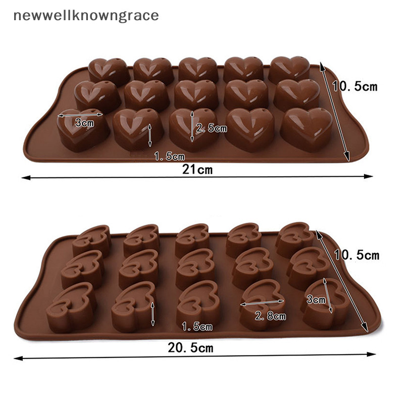 Newwellknowngrace 15/10 Cavity Diamond Heart แม่พิมพ์ซิลิโคนช็อกโกแลต Diy อุปกรณ์เค้กครัวก้อนน้ําแข็งบิสกิต Pastry Manual Baking Mould TH
