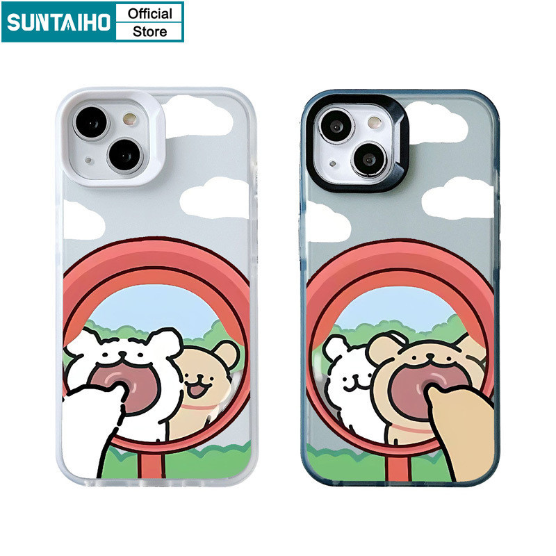 Suntaiho เคสไอโฟน ที่ไม่ซ้ํากันปลอกสุนัขรูปแบบคู่ Clear Frosted สําหรับ Iphone 15 14 12 13 11 Pro Max IP 7 8 Plus Iphon X Xs XR Xs Max TPU ซิลิโคนนุ่มพรีเมี่ยมกันกระแทกปกหลัง
