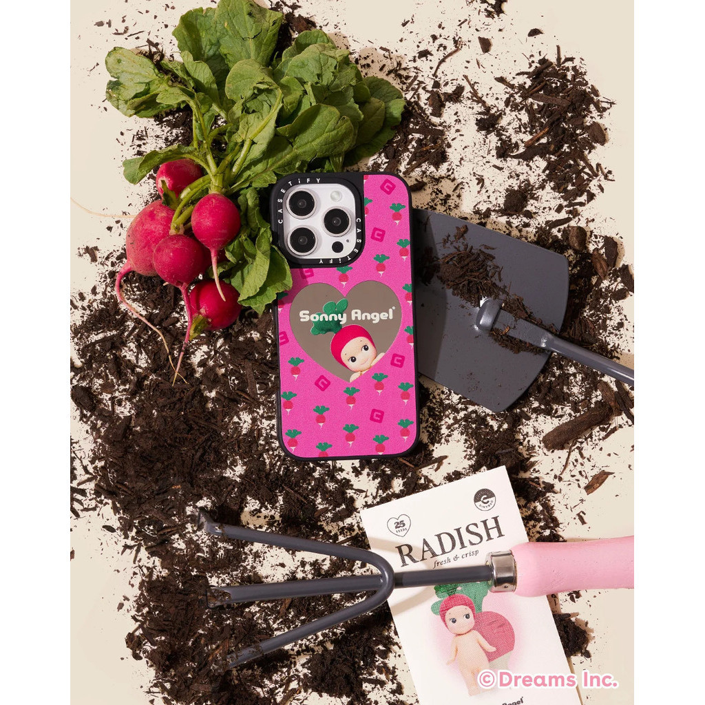 Casetify X Sonny Angel Harvest Heart Radish IPhone Case แม่เหล็กดูด Matte Black & Silver Electroplating Apple IPhone 15 14 13 12 Pro Max Plus Hard Back Case