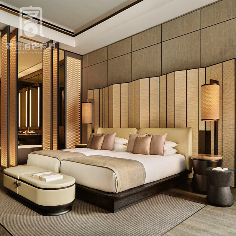 Marriott Hotel New Chinese Five-Star Furniture Standard Room ห้องโฮมสเตย์ที่กำหนดเองเต็มรูปแบบห้องเต
