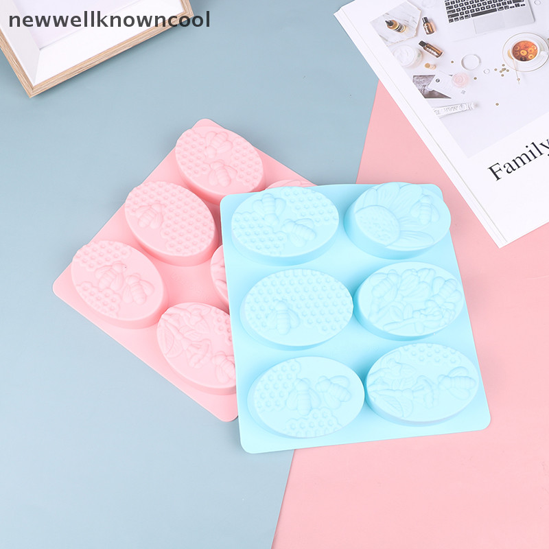 ใหม่wellknowncool 1 ชิ้น 6 แม่พิมพ์ซิลิโคนรูปผึ้งรูปไข่ Handmade สบู่เค้กซิลิโคนแม่พิมพ์ AAD