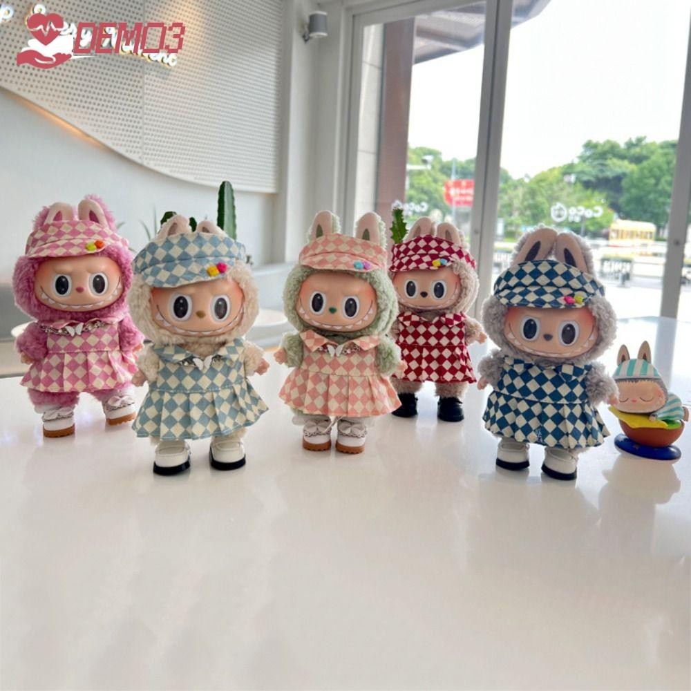 [DEMO3] เสื้อผ้าตุ๊กตา Labubu, อุปกรณ์ตุ๊กตา Kawaii ผ้า, เสื้อตุ๊กตาทนทานหลายสีสําหรับตุ๊กตา Labubu 17 ซม.