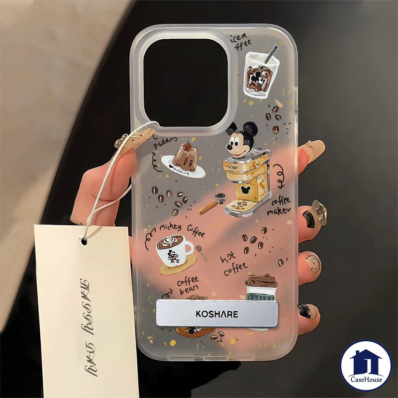 เครื่องชงกาแฟมิกกี้ดีตัวยึดโลหะปกอ่อนเข้ากันได้ iPhone 7Plus XS Max 15 12 11 13 14 Pro Max XR 7 15 8 14 Plus X SE 2022