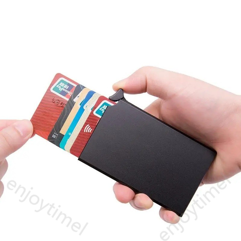 Anti Magnetic RFID Anti Theft Card Holder Automatic pop up Type Metal aluminium SHELL Credit Card BOX Man Women Business Wallet