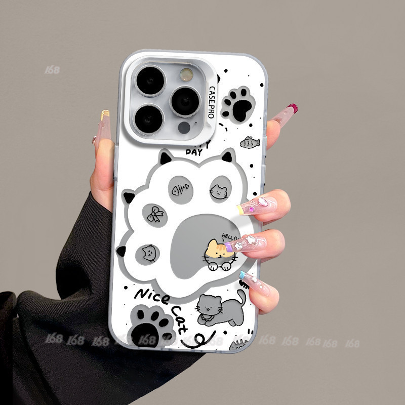 เคส iQOO Z9 Z9X 5G Case เคส IQOO Z9 Turbo โทรศัพท์มือถือแบบแข็ง ผิวด้าน กันกระแทก ลายอุ้งเท้าแมวน่ารัก หรูหรา สําหรับ