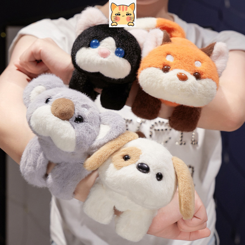 Bct สัตว์ Slap สร้อยข้อมือ Plushie Capybara Red Panda Fox สุนัข Koala Cat Clap วงกลม Slap Wrap สายรั