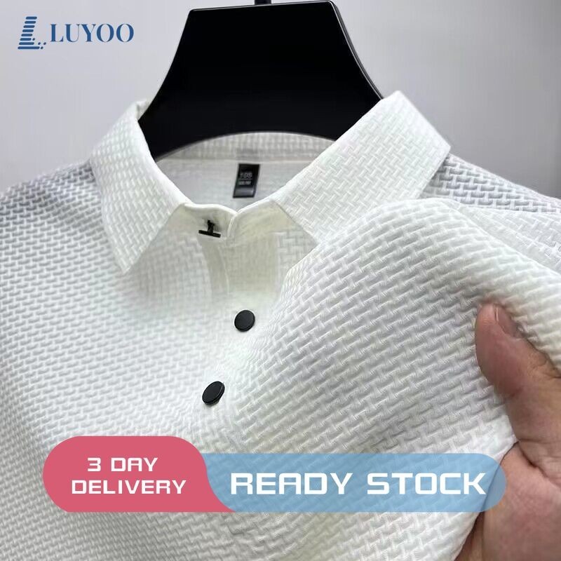 เสื้อโปโลปักลาย ลูโย สําหรับผู้ชายเสื้อโปโลธุรกิจปกสไตล์ใหม่