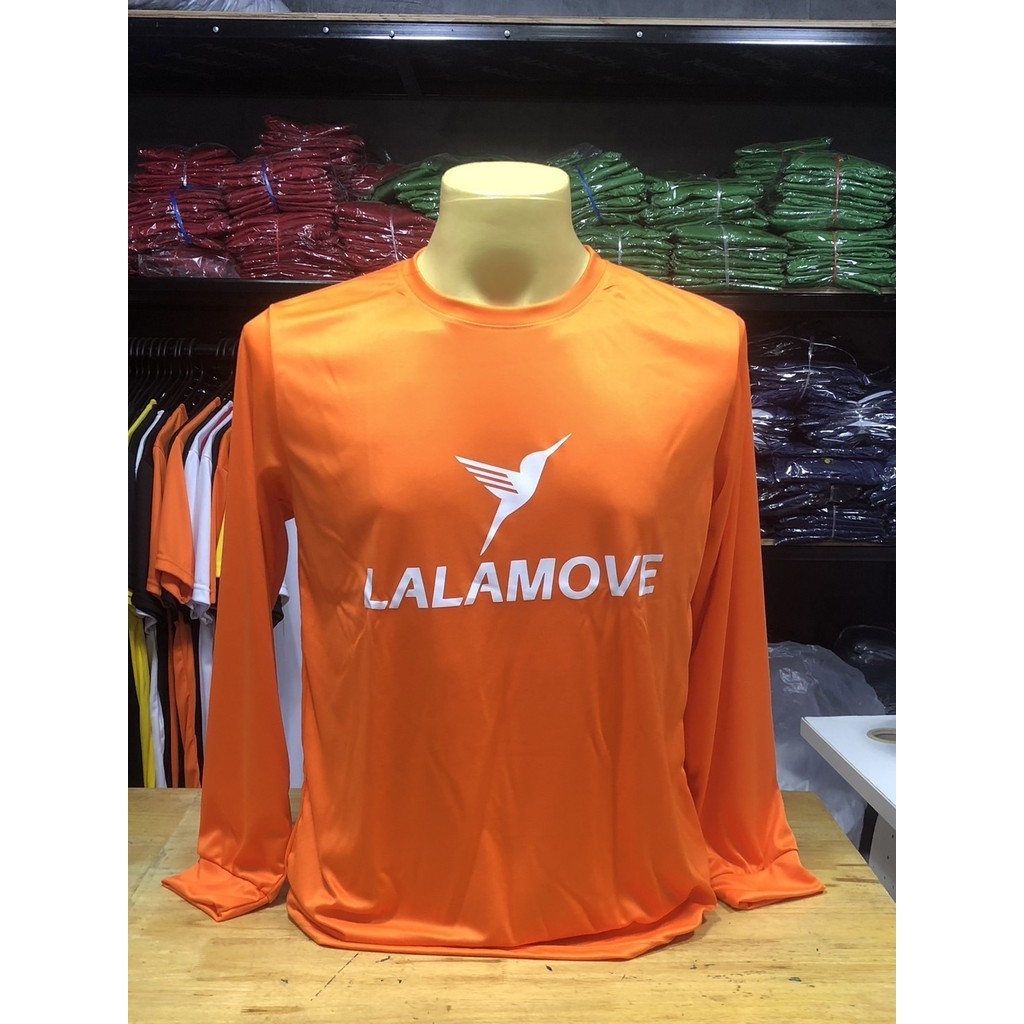 L010 เสื้อยืดคอกลมแขนยาว สกรีนลายLALAMOVE สีส้ม มี6ขนาด S-3XL