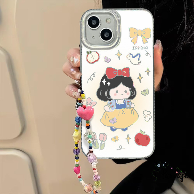 กล่องใส่สายคล้องข้อมือสวีทสโนว์ไวท์เข้ากันได้กับ IPhone XR 11 7Plus 13 15 14 12 Pro Max 8 15 6S 14 Plus X XS Max