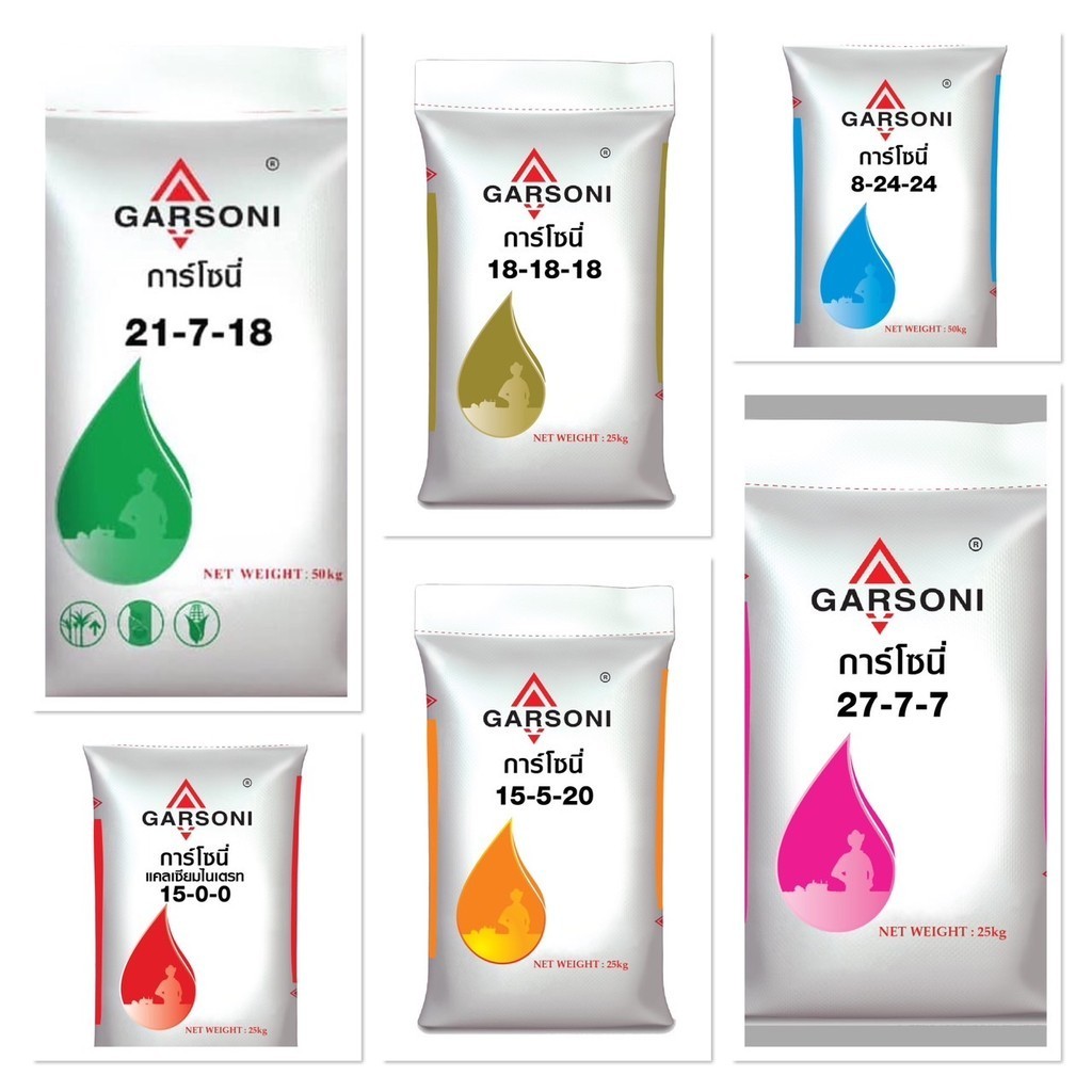 (ยกกระสอบ25kg) การ์โซนี่ 15-0-0 , 16-16-16 , 18-18-18 , 27-7-7 , 25-7-7 , 15-5-20 , 15-15-15 #การ์โซ